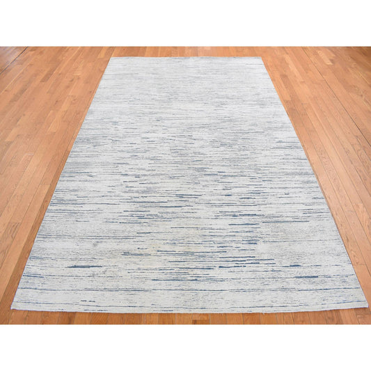Modern and Contemporary Wool Hand Knotted Rug Ivory No Border 6.1X9.4 -O080991