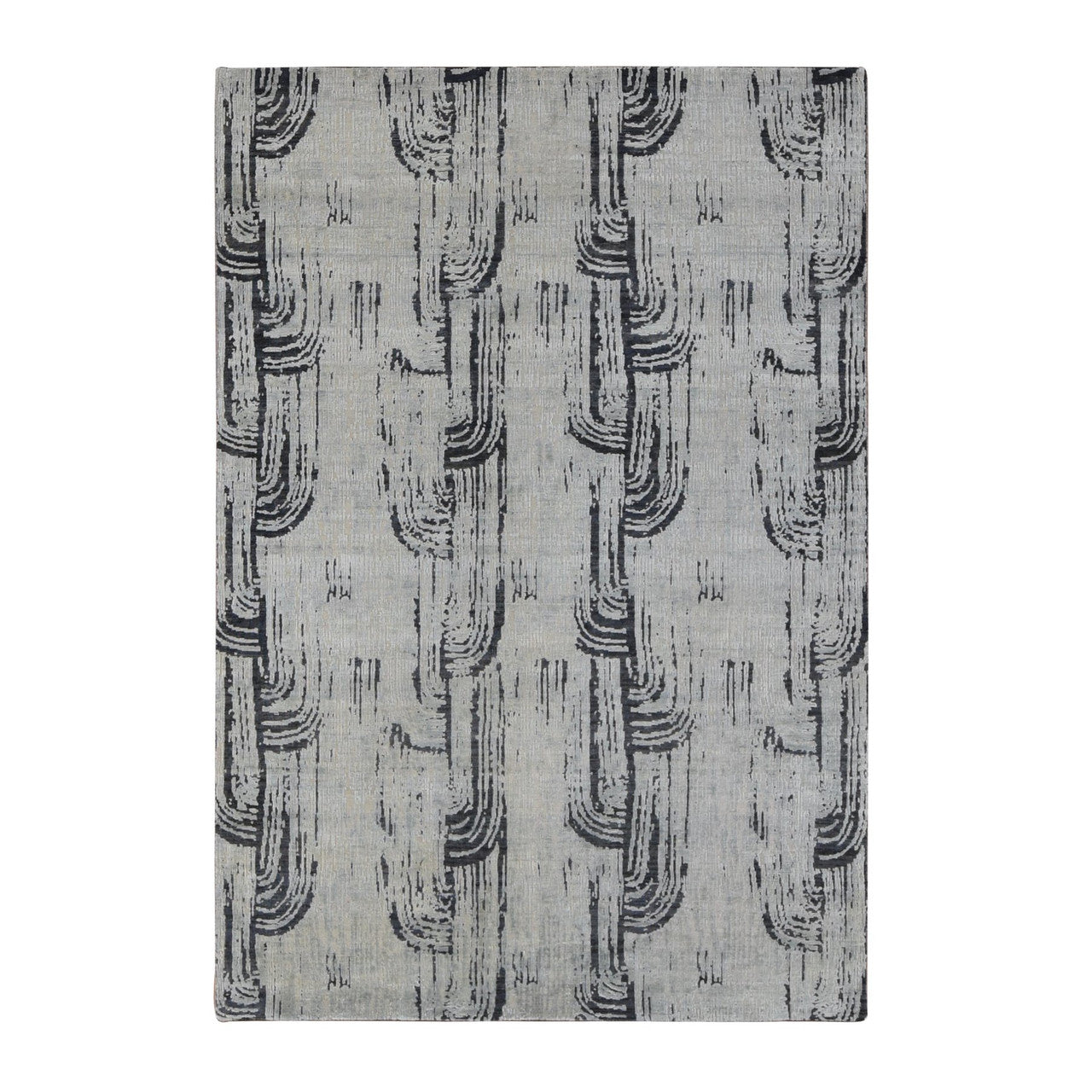 Gray 6'0" x 9'0" Modern and Contemporary Hand knotted Wool/Silk Rug - Sku: O080994