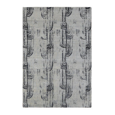 Modern and Contemporary Wool & Silk Hand Knotted Rug Grey No Border 6.0X9.0 -O080994