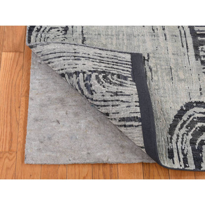 Modern and Contemporary Wool & Silk Hand Knotted Rug Grey No Border 6.0X9.0 -O080994