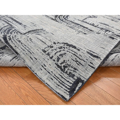 Modern and Contemporary Wool & Silk Hand Knotted Rug Grey No Border 6.0X9.0 -O080994