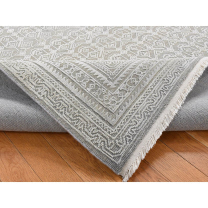 Modern and Contemporary Wool & Silk Hand Knotted Rug Grey Gray 6.0X9.1 -O080995