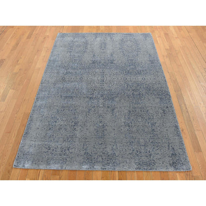 Modern and Contemporary Wool & Silk Hand Loomed Rug Grey No Border 6.0X9.0 -O080998