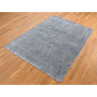 Modern and Contemporary Wool & Silk Hand Loomed Rug Grey No Border 6.0X9.0 -O080998