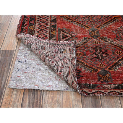 Overdyed & Vintage Wool Hand Knotted Rug Red 5.2x7.2 -O0809