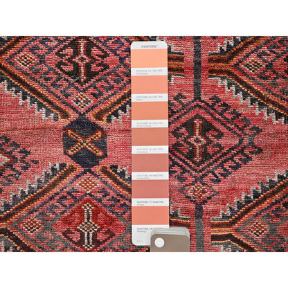 Overdyed & Vintage Wool Hand Knotted Rug Red 5.2x7.2 -O0809