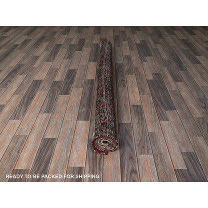 Overdyed & Vintage Wool Hand Knotted Rug Red 5.2x7.2 -O0809