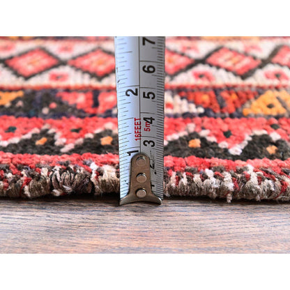 Overdyed & Vintage Wool Hand Knotted Rug Red 5.2x7.2 -O0809
