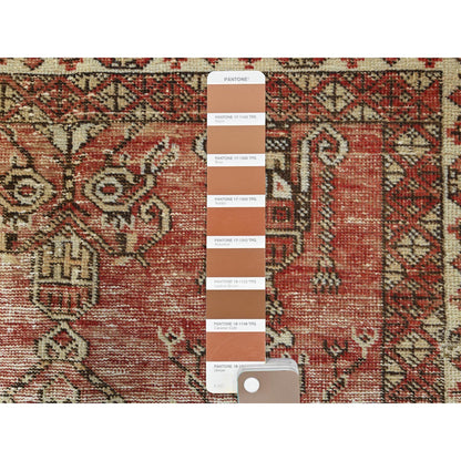Overdyed & Vintage Worn Wool Hand Knotted Rug Brown Ivory 3.9X6.0 -O081037