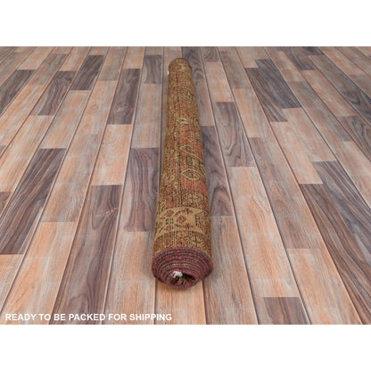 Overdyed & Vintage Worn Wool Hand Knotted Rug Brown Ivory 3.9X6.0 -O081037