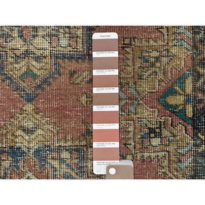 Overdyed & Vintage Worn Wool Hand Knotted Rug Brown Brown 3.9X12.8 -O081047