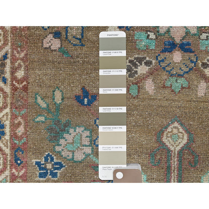 Overdyed & Vintage Worn Wool Hand Knotted Rug Brown Navy Blue 3.4X9.9 -O081057