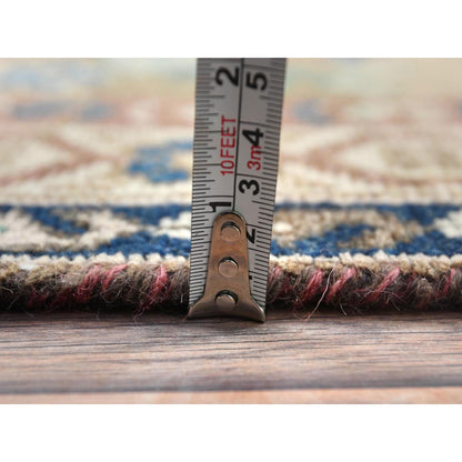 Overdyed & Vintage Worn Wool Hand Knotted Rug Brown Navy Blue 3.4X9.9 -O081057