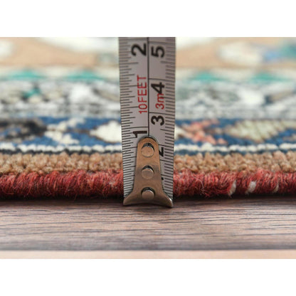 Overdyed & Vintage Worn Wool Hand Knotted Rug Brown Ivory 3.7X9.9 -O081061