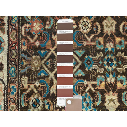 Overdyed & Vintage Worn Wool Hand Knotted Rug Brown Ivory 3.7X9.10 -O081073
