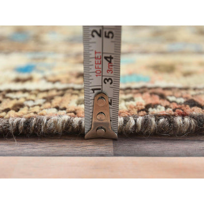 Overdyed & Vintage Worn Wool Hand Knotted Rug Brown Ivory 3.7X9.10 -O081073