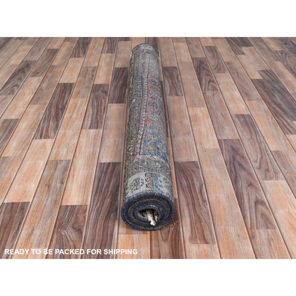 Overdyed & Vintage Worn Wool Hand Knotted Rug Brown Brown 4.1X9.10 -O081074
