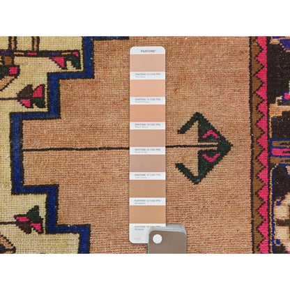 Overdyed & Vintage Worn Wool Hand Knotted Rug Orange Hot Pink 4.8X9.2 -O081081