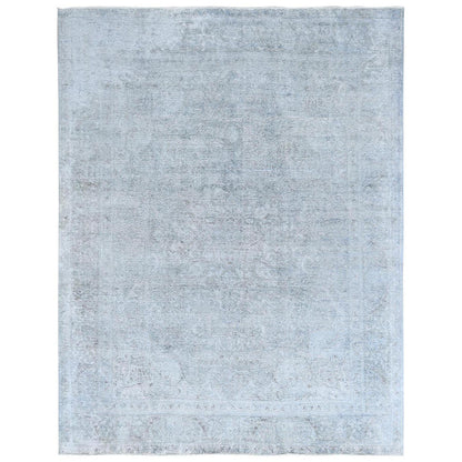 Overdyed & Vintage Worn Wool Hand Knotted Rug Blue Blue 9.10X12.2 -O081099
