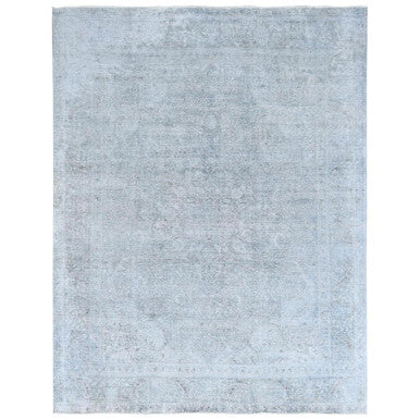 Overdyed & Vintage Worn Wool Hand Knotted Rug Blue Blue 9.10X12.2 -O081099