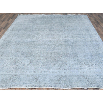 Overdyed & Vintage Worn Wool Hand Knotted Rug Blue Blue 9.10X12.2 -O081099