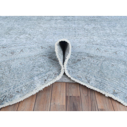 Overdyed & Vintage Worn Wool Hand Knotted Rug Blue Blue 9.10X12.2 -O081099