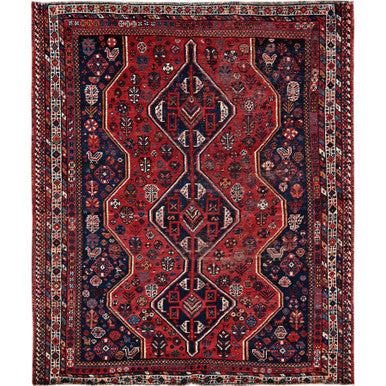 Overdyed & Vintage Wool Hand Knotted Rug Red 5.11x7.0 -O0810