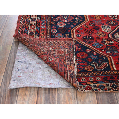 Overdyed & Vintage Wool Hand Knotted Rug Red 5.11x7.0 -O0810