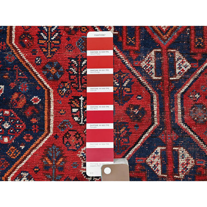 Overdyed & Vintage Wool Hand Knotted Rug Red 5.11x7.0 -O0810