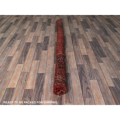 Overdyed & Vintage Wool Hand Knotted Rug Red 5.11x7.0 -O0810
