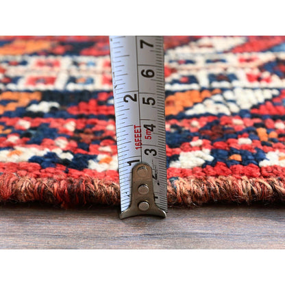Overdyed & Vintage Wool Hand Knotted Rug Red 5.11x7.0 -O0810