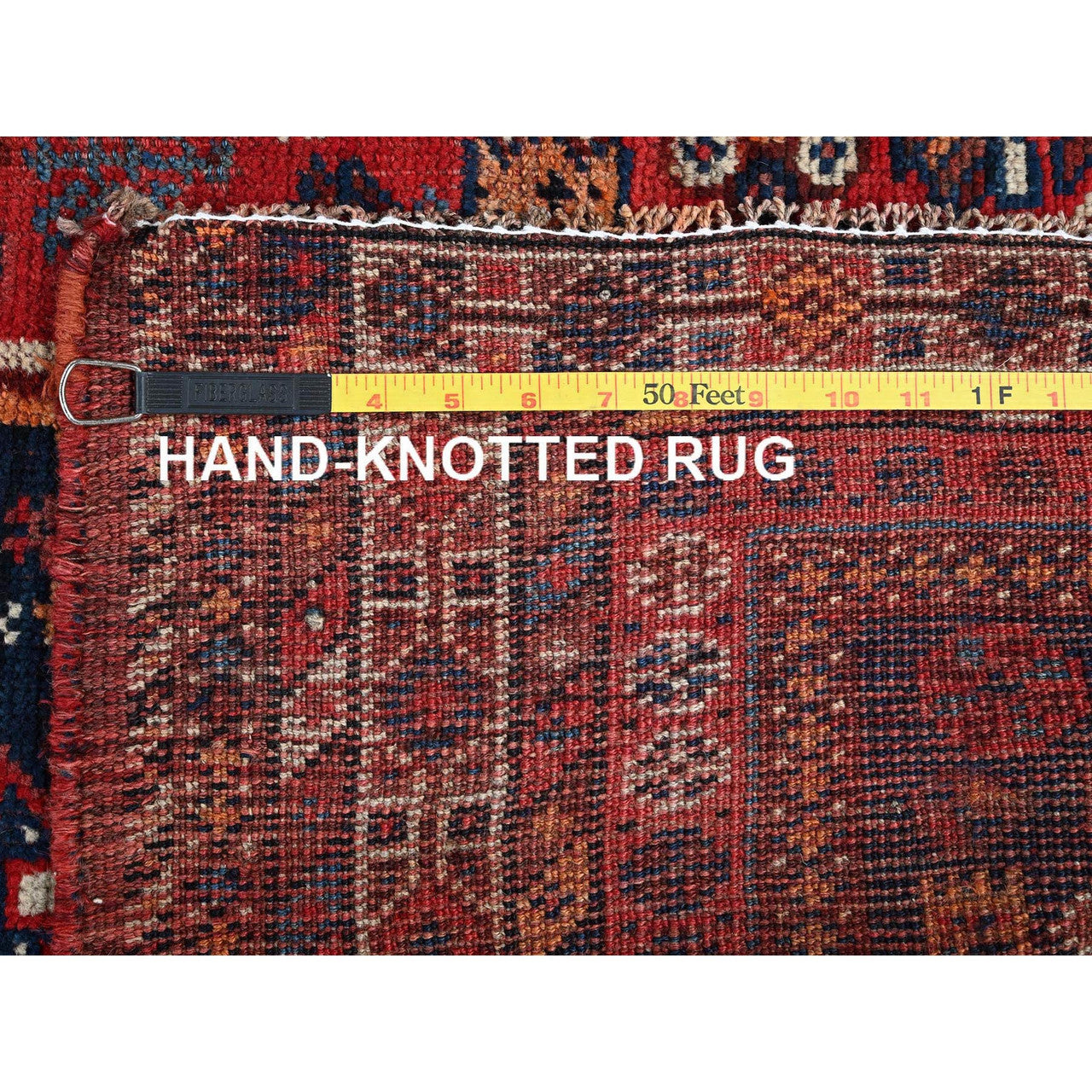 Overdyed & Vintage Wool Hand Knotted Rug Red 5.11x7.0 -O0810