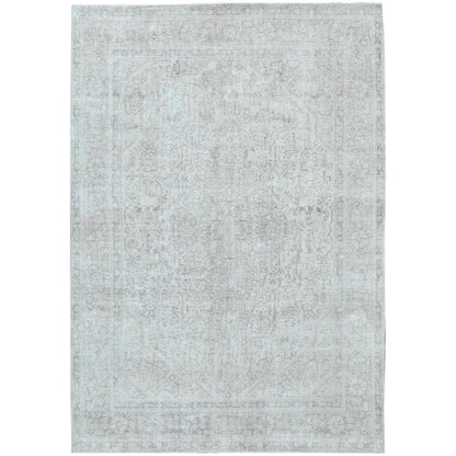 Overdyed & Vintage Worn Wool Hand Knotted Rug Grey Gray 6.5X9.4 -O081111