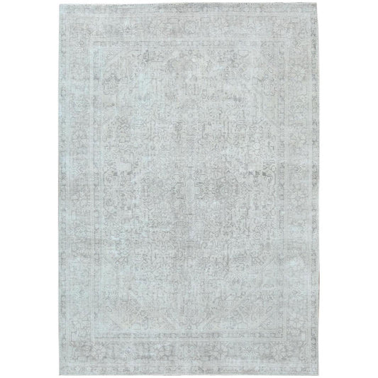 Overdyed & Vintage Worn Wool Hand Knotted Rug Grey Gray 6.5X9.4 -O081111