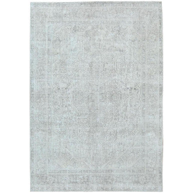 Overdyed & Vintage Worn Wool Hand Knotted Rug Grey Gray 6.5X9.4 -O081111
