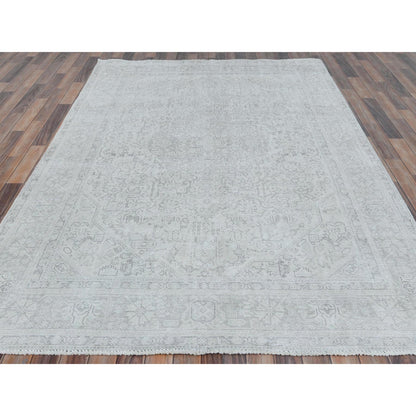 Overdyed & Vintage Worn Wool Hand Knotted Rug Grey Gray 6.5X9.4 -O081111