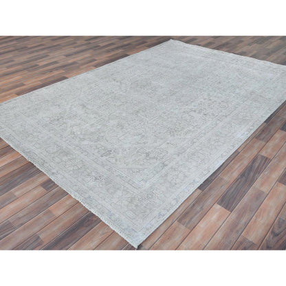 Overdyed & Vintage Worn Wool Hand Knotted Rug Grey Gray 6.5X9.4 -O081111