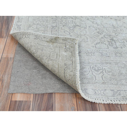 Overdyed & Vintage Worn Wool Hand Knotted Rug Grey Gray 6.5X9.4 -O081111