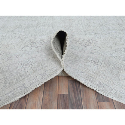 Overdyed & Vintage Worn Wool Hand Knotted Rug Grey Gray 6.5X9.4 -O081111