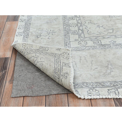 Overdyed & Vintage Worn Wool Hand Knotted Rug Beige Beige 9.7X13.2 -O081125