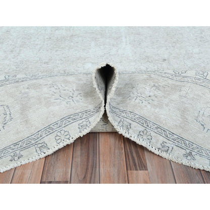Overdyed & Vintage Worn Wool Hand Knotted Rug Beige Beige 9.7X13.2 -O081125