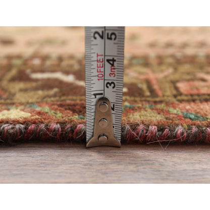Overdyed & Vintage Worn Wool Hand Knotted Rug Brown Brown 3.7X10.2 -O081136