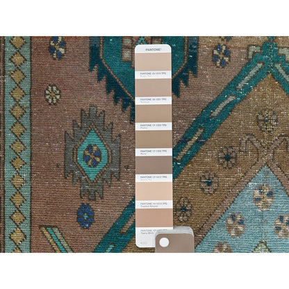 Overdyed & Vintage Worn Wool Hand Knotted Rug Brown Brown 3.8X9.9 -O081144