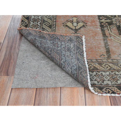 Overdyed & Vintage Worn Wool Hand Knotted Rug Red Ivory 3.7X6.6 -O081155