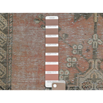 Overdyed & Vintage Worn Wool Hand Knotted Rug Red Ivory 3.7X6.6 -O081155