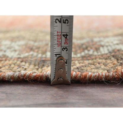 Overdyed & Vintage Worn Wool Hand Knotted Rug Red Ivory 3.7X6.6 -O081155