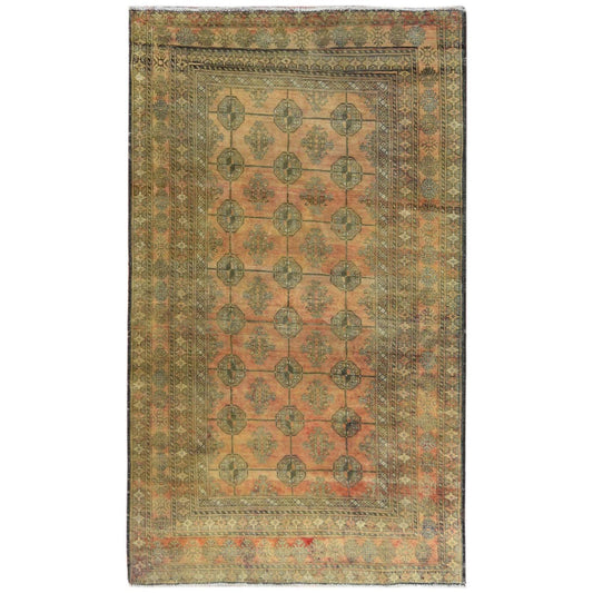 Overdyed & Vintage Worn Wool Hand Knotted Rug Brown Brown 3.7X6.0 -O081162