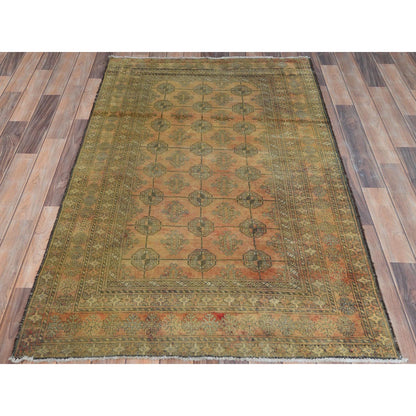 Overdyed & Vintage Worn Wool Hand Knotted Rug Brown Brown 3.7X6.0 -O081162