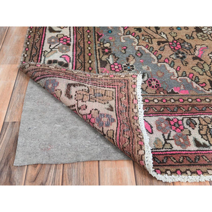 Overdyed & Vintage Worn Wool Hand Knotted Rug Brown Ivory 6.10X9.9 -O081167
