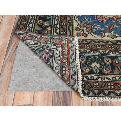 Overdyed & Vintage Worn Wool Hand Knotted Rug Orange Black 7.4X10.0 -O081169